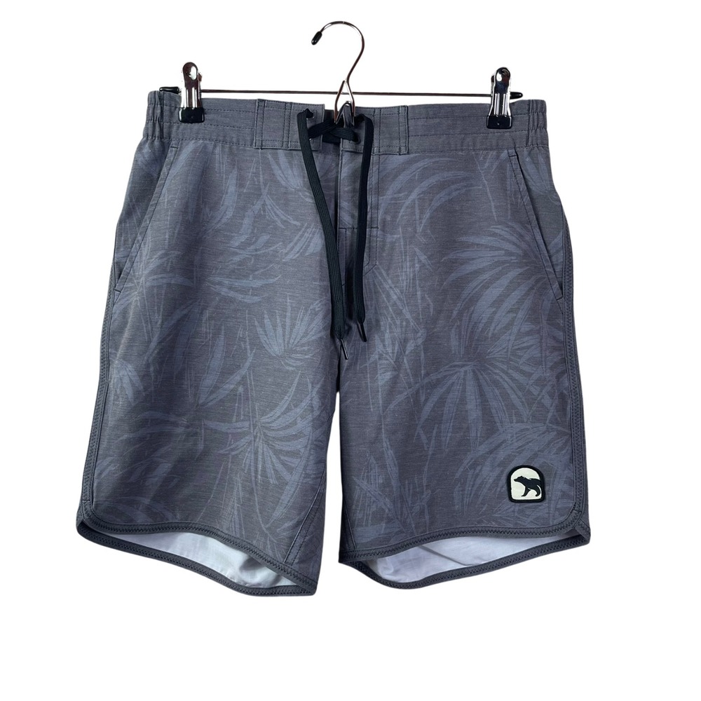 Bear Bottom Performance Shorts Mens Medium Palm Print Drawstring Lightweight
